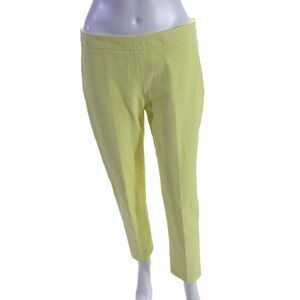 QL2 Womens Cotton Textured Zipped Slip-on Pants Yellow Size 44